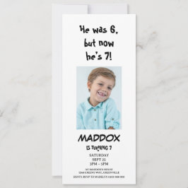 Invitación Foto Personal Simple Cumpleaños 7 con Código QR