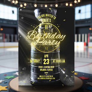 Invitación Foto personalizable con tema de fiesta de hockey