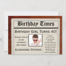 Invitación Foto personalizada 40.º periódico Fiesta de cumple