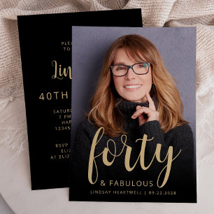 Invitación Foto personalizada 40 y fabuloso cumpleaños 40