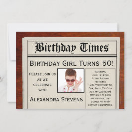 Invitación Foto personalizada 50.º periódico de la fiesta de 
