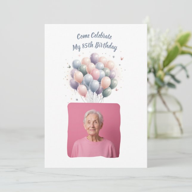 Invitación Foto personalizada 85 años personalizados (Anverso de pie)