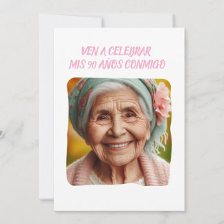 Invitación Foto personalizada 90 años de fiesta de cumpleaños