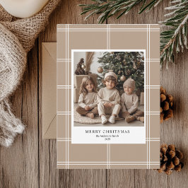 Invitación Foto personalizada Beige-Feliz Navidad
