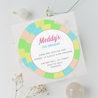 Invitación Foto personalizada caprichosa pastel retro para ni