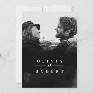 Invitación Foto personalizada con boda abstracta negra elegan