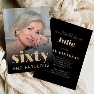 Invitación Foto personalizada Cumpleaños 60 y fabuloso Fiesta