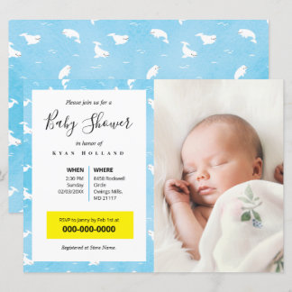 Invitación Foto personalizada de ballena de color de agua Bel