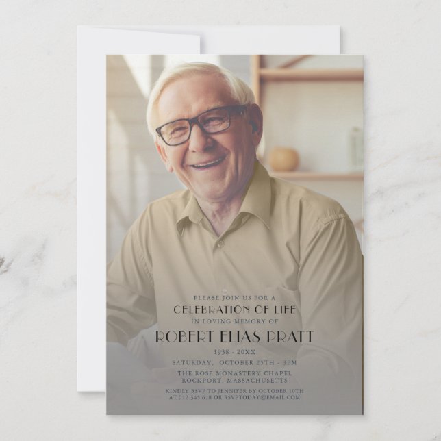 Invitación Foto personalizada de Celebración de la Vida Funer (Anverso)
