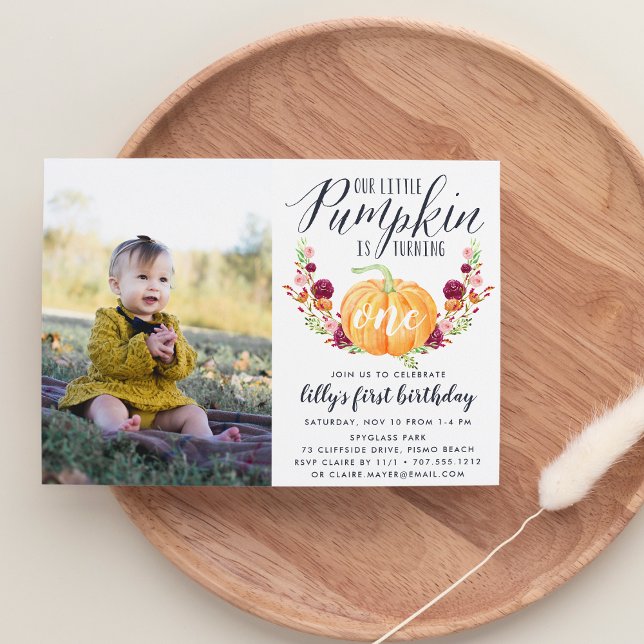 Invitación Foto personalizada de cumpleaños de otoño con cala (Subido por el creador)