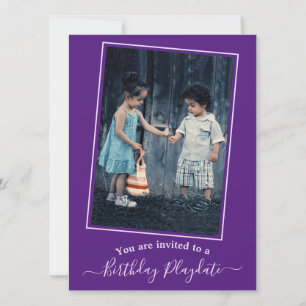 Invitación Foto personalizada de cumpleaños infantil morado p