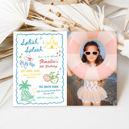 Invitación Foto personalizada de diversión veraniega dibujada