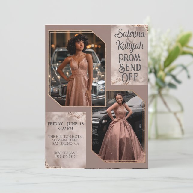 Invitación Foto personalizada de la pareja de graduados (Anverso de pie)