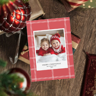 Invitación Foto personalizada de navidad Red Merry