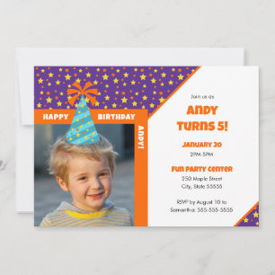 Invitación Foto personalizada de niño Feliz cumpleaños Gorra