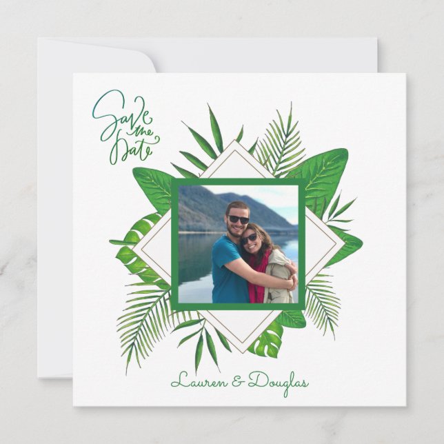 Invitación Foto Personalizada De Parejas Framadas Guardar La  (Anverso)