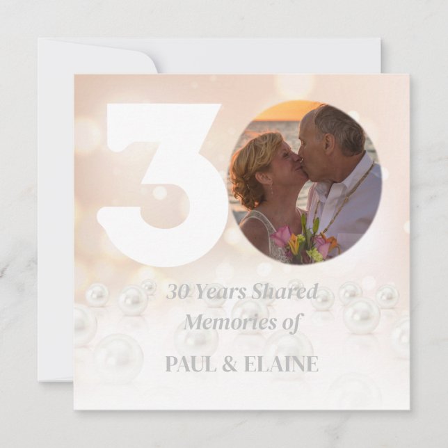 Invitación Foto personalizada del 30 aniversario de Pearl Bod (Anverso)