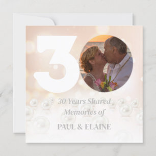 Invitación Foto personalizada del 30 aniversario de Pearl Bod