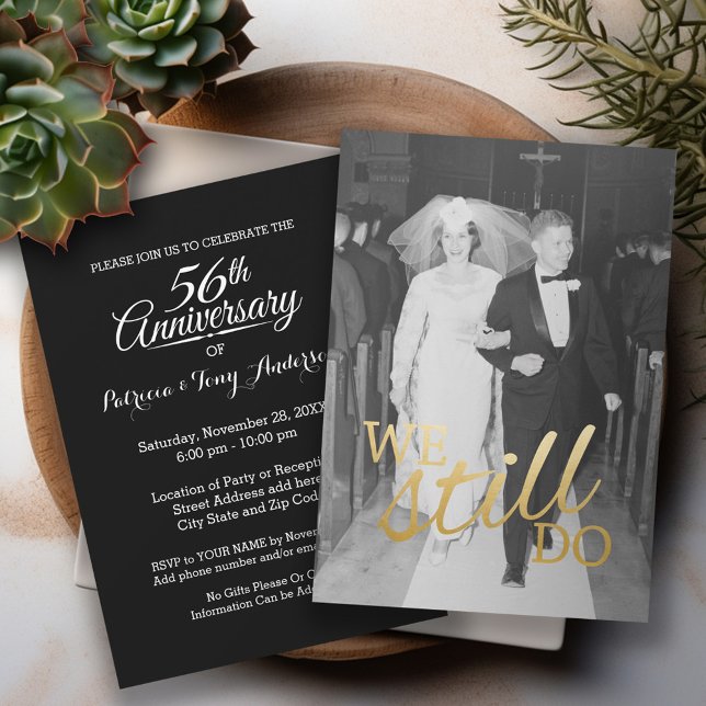 Invitación Foto personalizada del 56 aniversario de boda Segu (Wedding Anniversary Invitation)