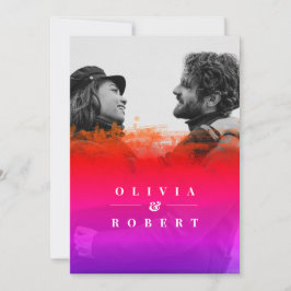Invitación Foto personalizada elegante rosa dorado abstracto 