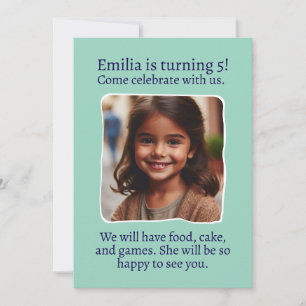 Invitación Foto personalizada Fiesta de cumpleaños 5