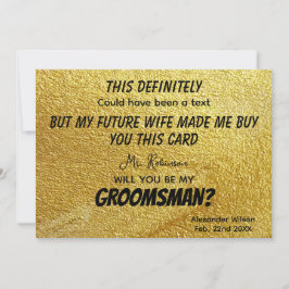 Invitación Foto Personalizada Graciosa Modern Gold Groomsmen