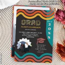 Invitación Foto personalizada Graduación de Funky Retro 2025