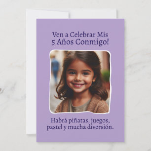 Invitación Foto Personalizada Mis 5 Años Cumpleaños Cinco 