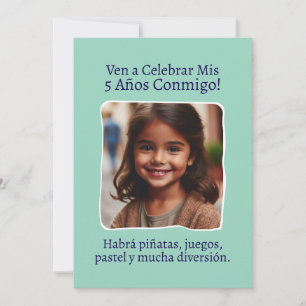 Invitación Foto personalizada mis 5 años de cumpleaños cinco