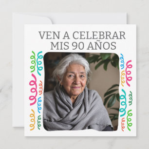 Invitación Foto Personalizada Mis 90 Años Fiesta