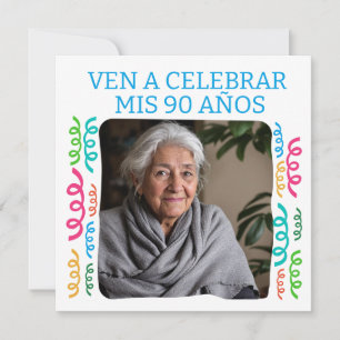 Invitación Foto Personalizada Mis 90 años Fiesta