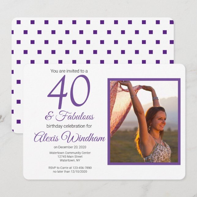 Invitación Foto personalizada moderna (Anverso / Reverso)