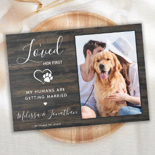 Invitación Foto Personalizada Perro Mascota Boda Rústica Camp