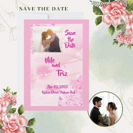 Invitación Foto personalizada rosa moderna Save The Date