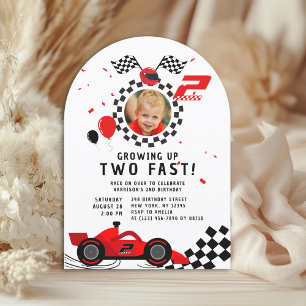 Invitación Foto personalizada 'Two Fast Race Car' para cumple