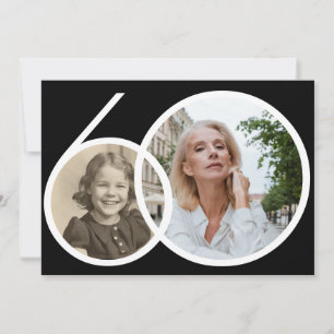 Invitación Foto personalizado Black White 60 cumpleaños