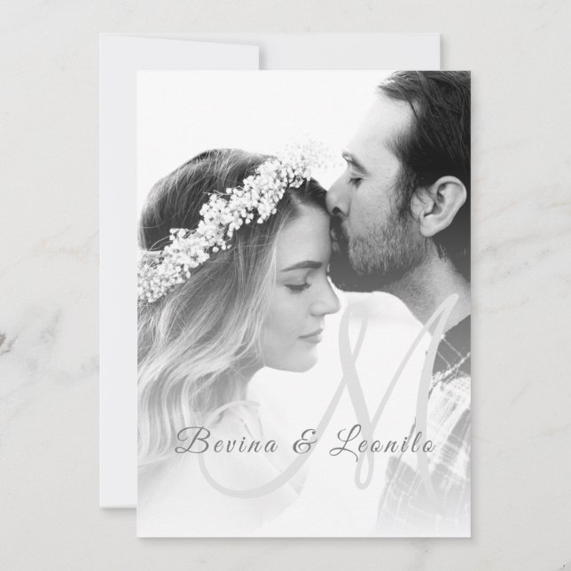 Invitación Foto personalizado Boda elegante de GV (Reverso)