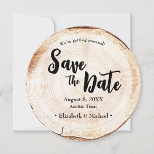 Invitación Foto personalizado Boda Rústico de Wood Slice Únic