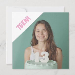 Invitación Foto Personalizado de 13 años de adolescente fiest