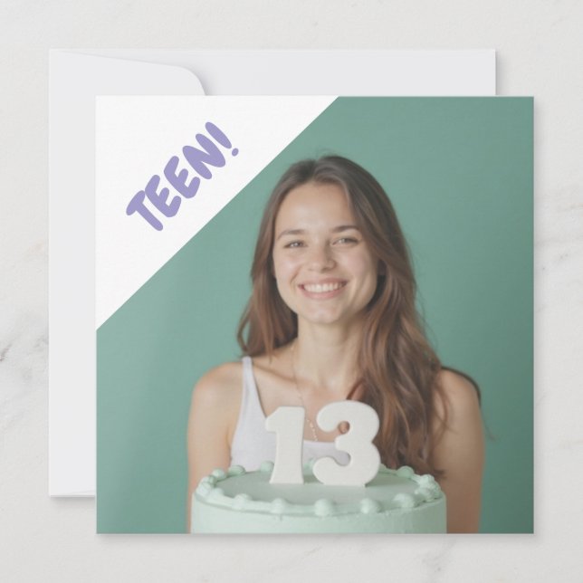 Invitación Foto Personalizado de 13 años de adolescente fiest (Anverso)
