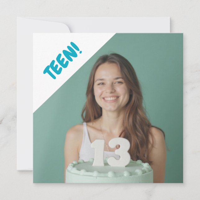 Invitación Foto Personalizado de 13 años de adolescente fiest (Anverso)