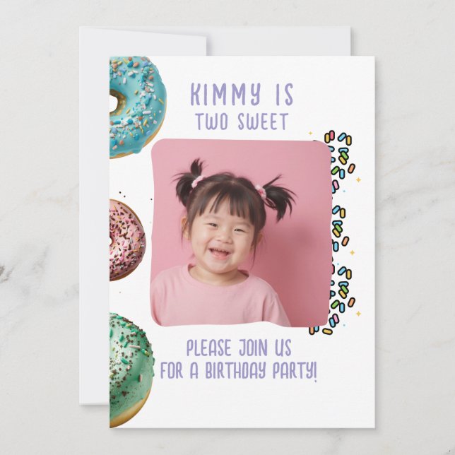 Invitación Foto personalizado Dos Fiestas de segundo cumpleañ (Anverso)