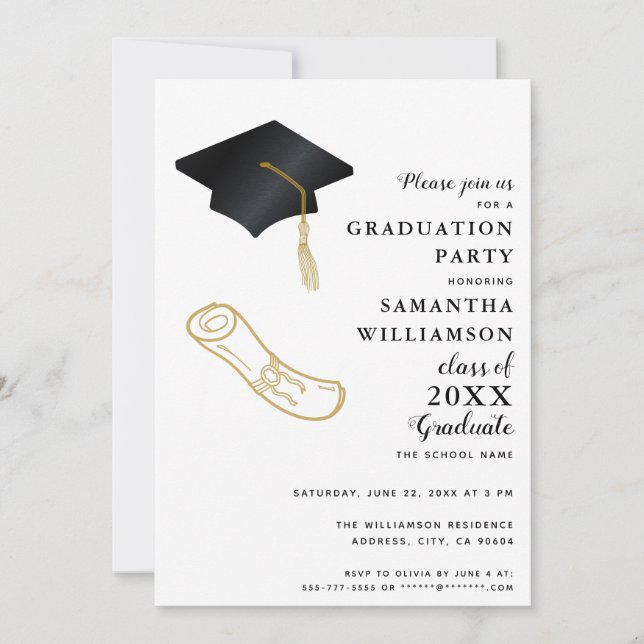 Invitación Foto personalizado Elegante Graduación Moderna (Anverso)