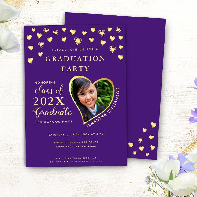 Invitación Foto personalizado Elegante Morado y Graduación de (Subido por el creador)