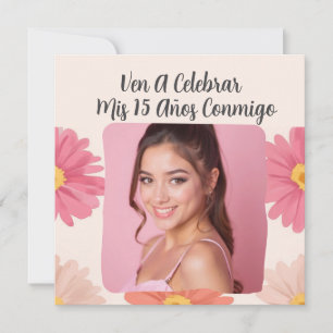 Invitación Foto personalizado Mis Quince Flores Quinceañera R