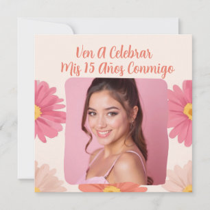 Invitación Foto personalizado Mis Quince Flores Quinceañera R