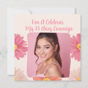 Invitación Foto personalizado Mis Quince Flores Quinceañera R