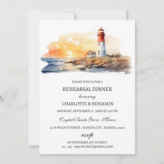 Invitación Foto personalizado Nautical Beach Ensayo Cena (Anverso)