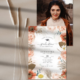 Invitación Foto personalizado Partido de Graduación Terracott