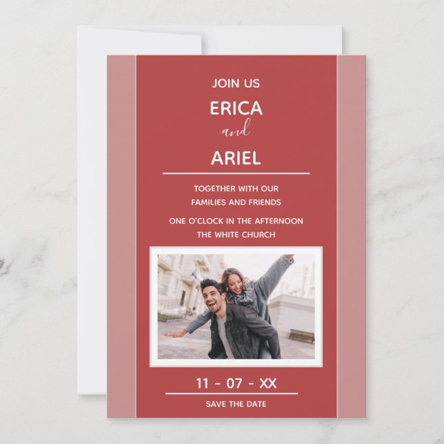 Invitación Foto personalizado Rosa de minimalismo marco borgo (Anverso)